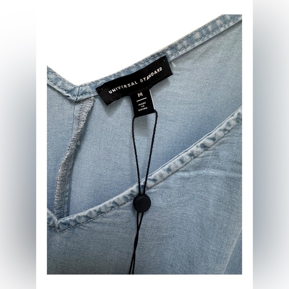 ✨ NWT Universal Standard Tencel Chambray Flutter Hem Dress - Morning Blue - Picture 9 of 17